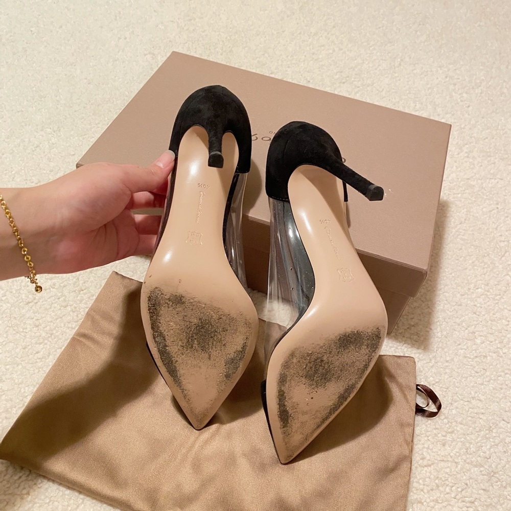 Gianvito Rossi Suede Plexi Pumps - Picture 4 of 5